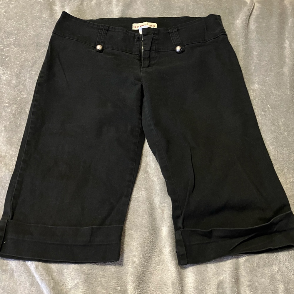 Heat Wave Vintage Black Denim Bermuda Shorts 8125